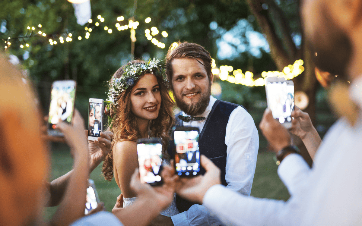 snapshot albums happy wedding couple